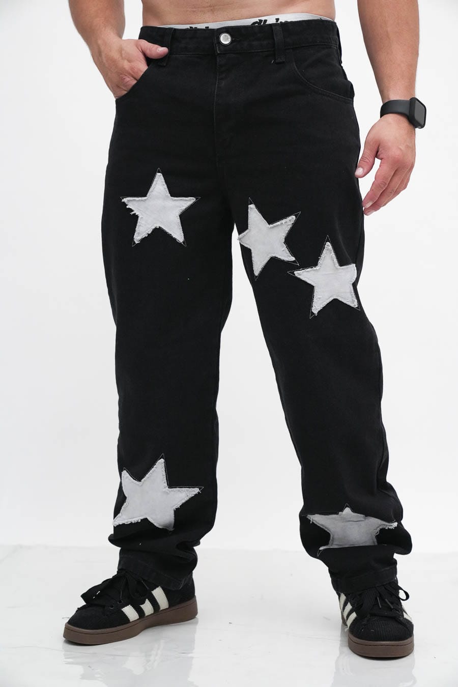 27092025-GGM02070 Jeans Baggi Negro con estrellas - Imagen 1